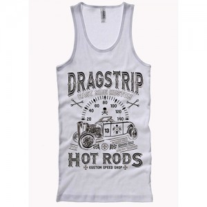 Dragstrip Clothing East Side Kustom White Wife Beater